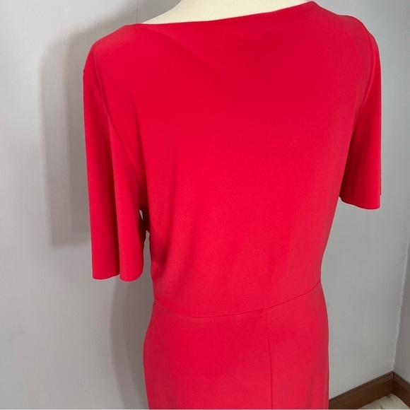 Ralph Lauren coral red bodycon midi dress short sleeve business casual everyday - Picture 13 of 16
